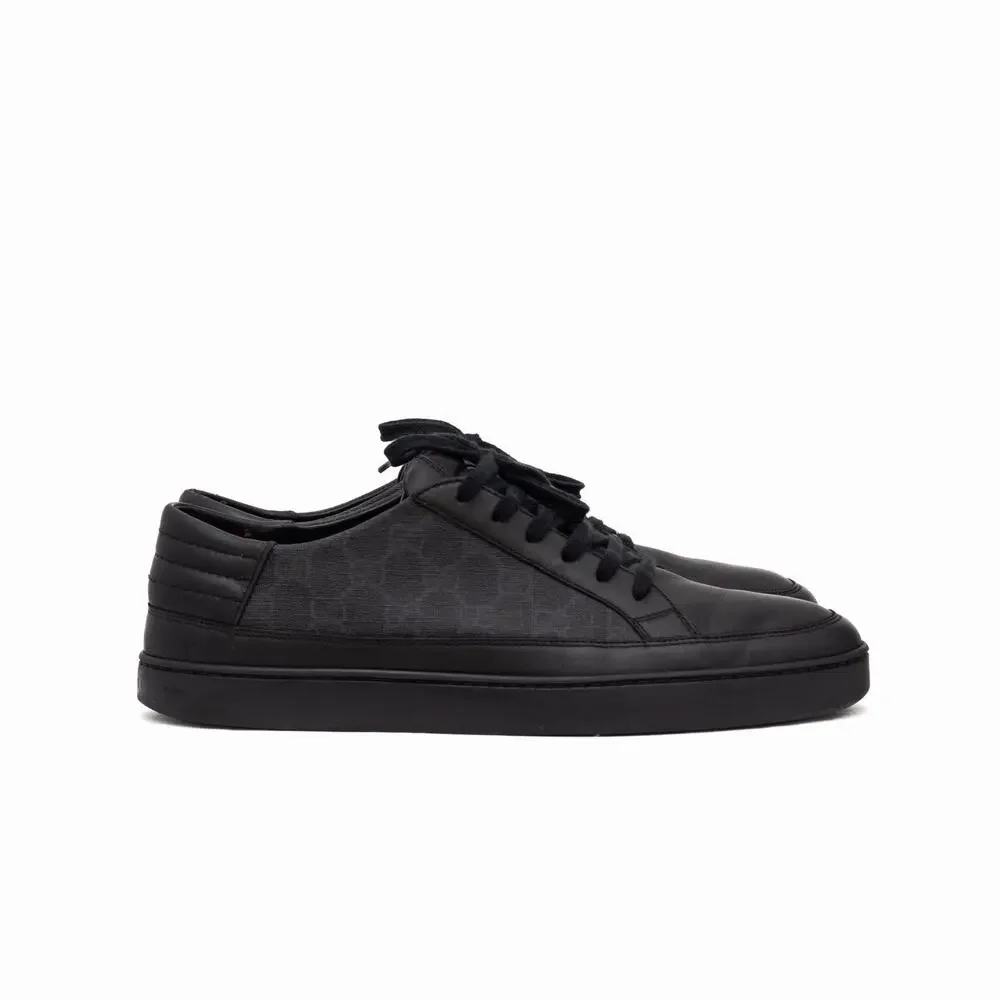 Gucci Black GG Monogram Supreme Canvas and Leather Low Top Sneakers US:11
